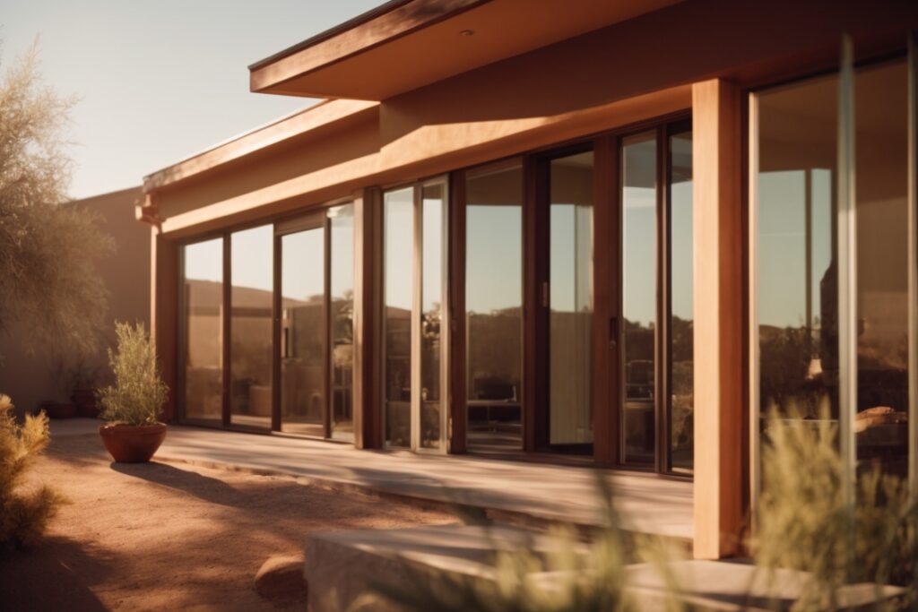 Phoenix home with tinted windows reflecting sunlight