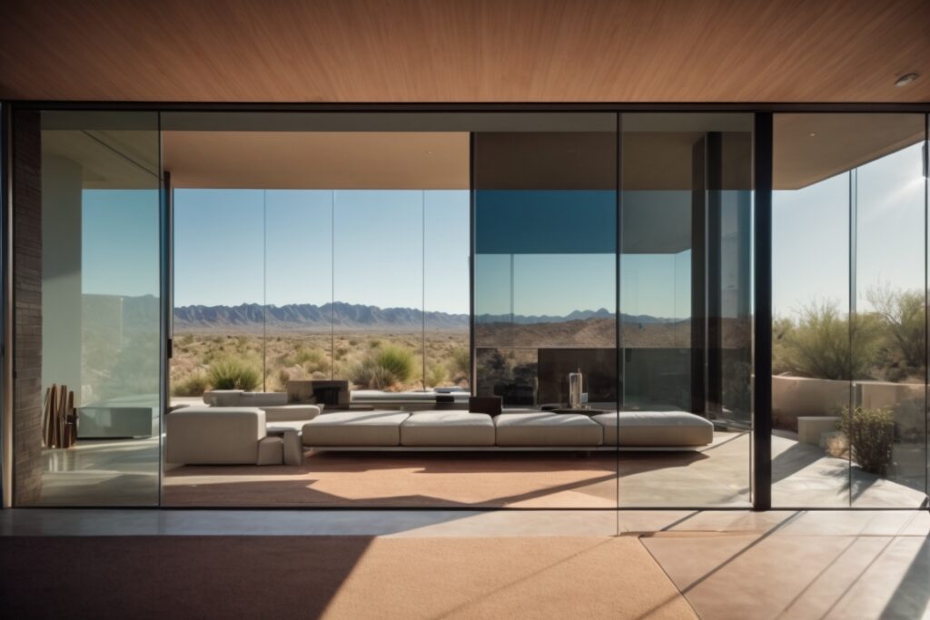 modern home in Phoenix with reflective climate control window film