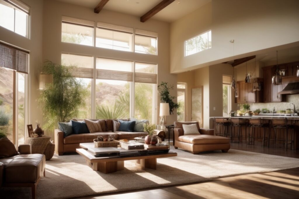 Sunlit Phoenix home interior with visible window tinting