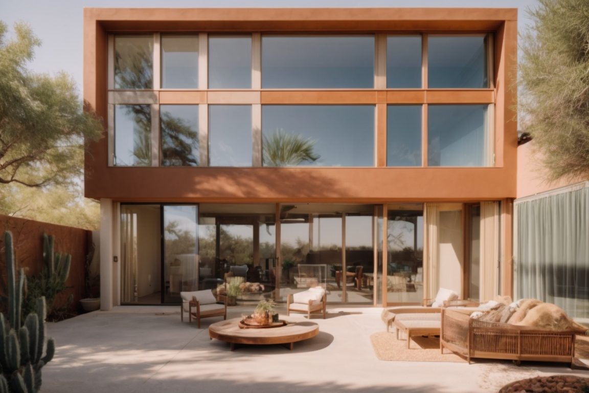 Phoenix home interior with frosted opaque windows and bright natural light