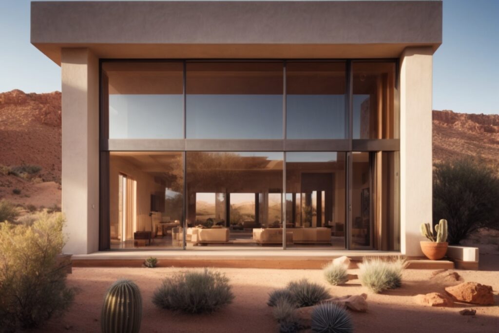 Desert home with energy-efficient window films reflecting sunlight
