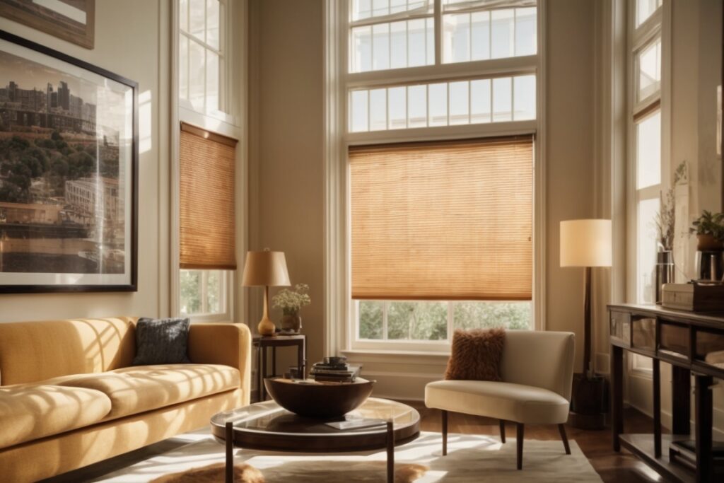 interior view of a sunny room with heat reduction window film installed