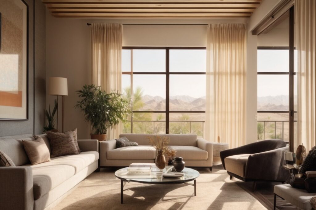 Sunny Phoenix home interior with opaque privacy window film