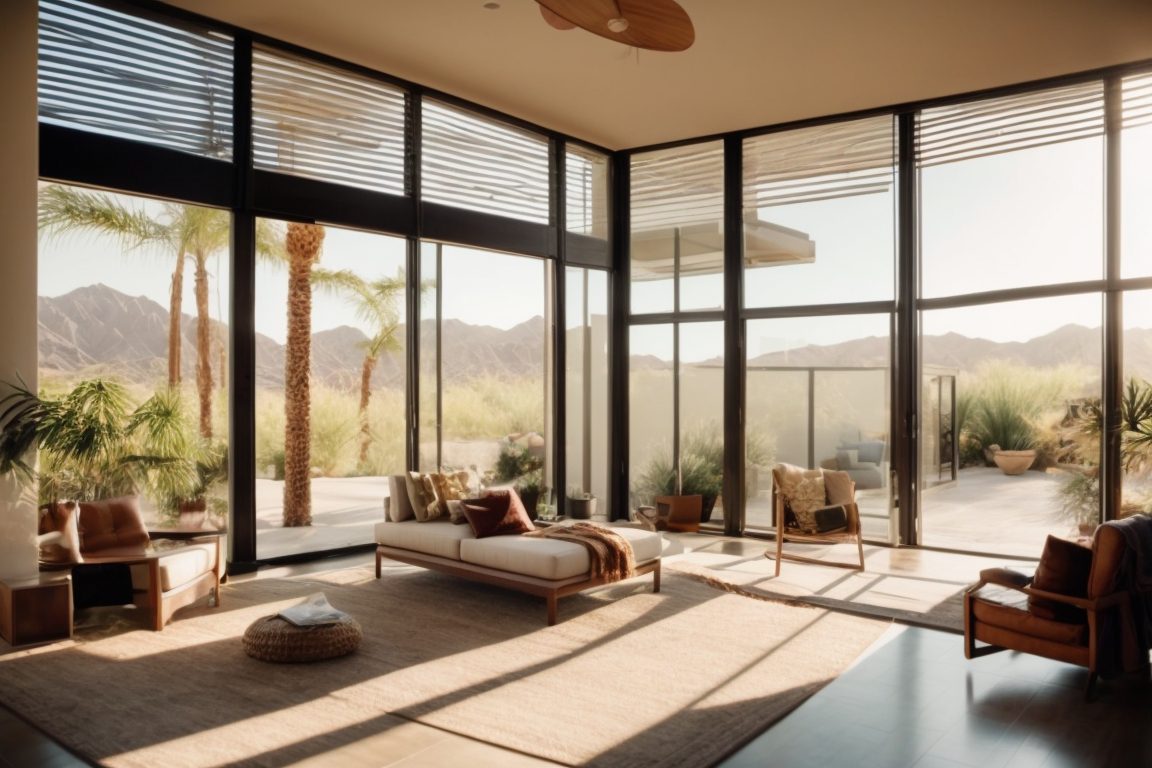 Sunny Phoenix home interior with visible heat control window film