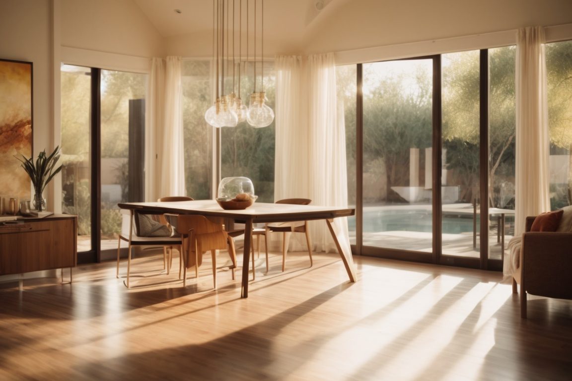 Interior of a Phoenix home with sunlight filtering through privacy window film