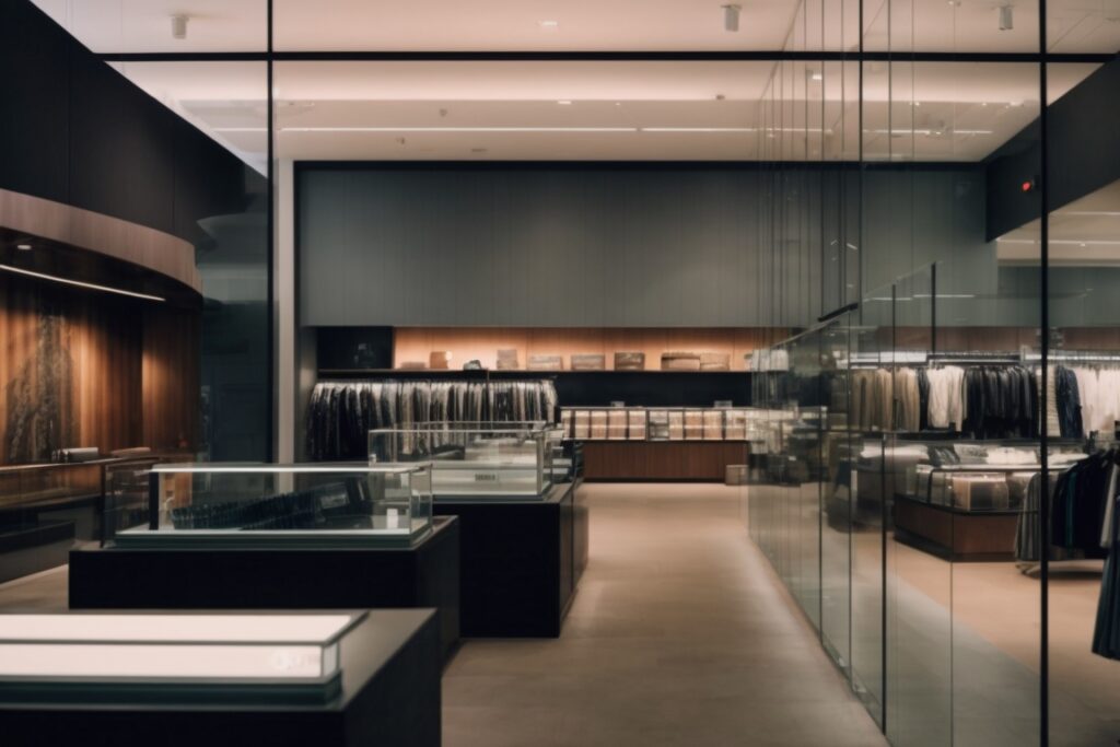 Phoenix retail store interior with opaque window films, sleek decor, and cool lighting