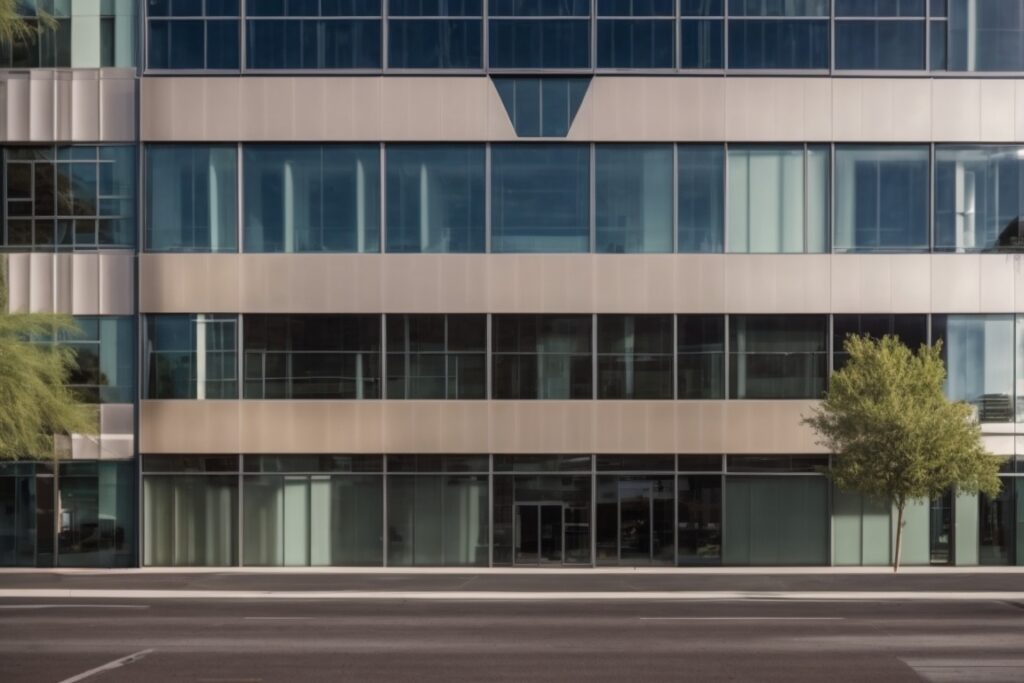 commercial building with energy-saving window films in Phoenix